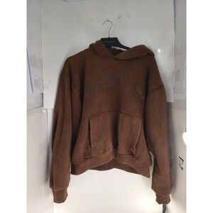BSLM Clothing Brown Hoodie Men's Medium Pullover Graphic Streetwear Sweatshirt